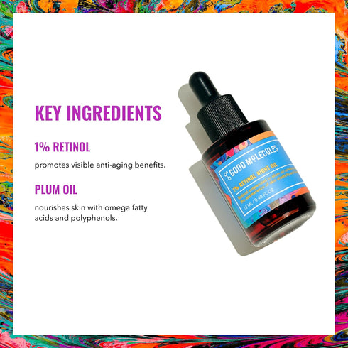Good Molecules 1% Retinol Night Oil 12ml/0.40oz - Facial Oil With Retinol, Plum and Rosehip Seed Oil - Anti-Aging Hydrating Skincare For Face...