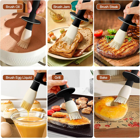 oil dispenser Bottle with Heat Resistant Brush?Glass oil dispenser for Kitchen?Oil Container with Silicone Basting & Pastry Brush for Cooking BBQ ...