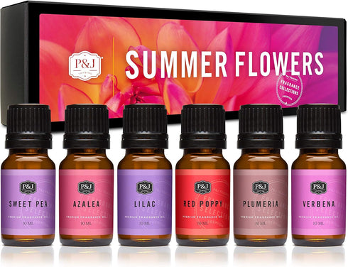 P&J Trading Fragrance Oil | Summer Flowers Set of 6 - Scented Oil for Soap Making, Diffusers, Candle Making, Lotions, Haircare, Slime, and Home Fr...
