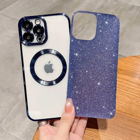MGQILING Compatible with iPhone 13 Pro Max Magnetic Glitter Case, Luxury Plating Cute Bling Clear Phone Case, Compatible with MagSafe for Women Gi...