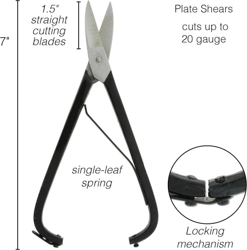 The Beadsmith Metal Plate Shears – 7 inches (178mm) – Steel Blades – Comfort Grip with Single-Leaf Spring Handle – Tool for Cutting Stamping Blank...