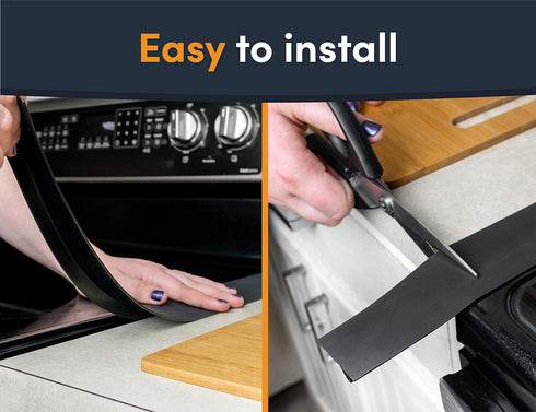 Linda’s Essentials Silicone Stove Gap Covers (2 Pack), Heat Resistant Oven Gap Filler Seals Gaps Between Stovetop and Counter, Easy to Clean Stove Gap Guard (21 Inches, White)