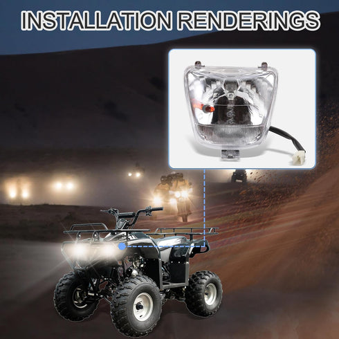 GOOFIT 12V Headlight Head Light Lamp Assembly Replacement for Taotao SunL Coolster 50 cc 70cc 90 CC 110cc 125 cc 150cc ATV Quad 4 Wheeler...