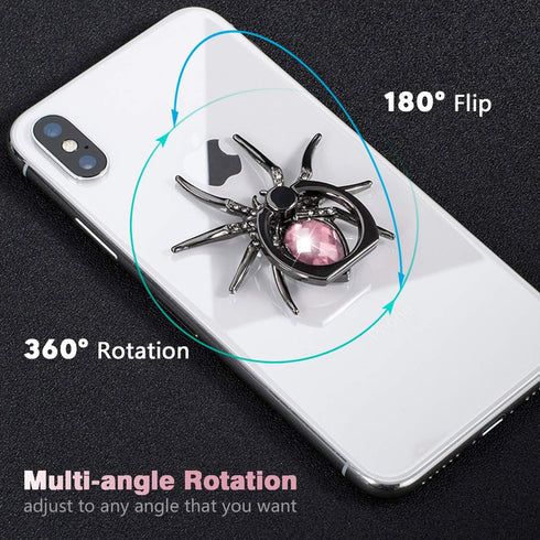 Allengel Spider Phone Ring Holder Stand, Animal Bling Finger Ring Grip, Diamond Phone Ring Kickstand for Smartphone - Pink...