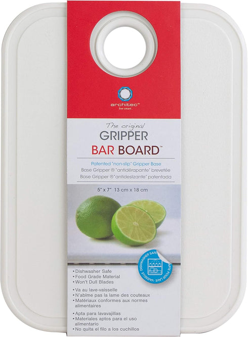 Architec Original Gripper Barboard, 5" by 7", White, Patented Non-Slip Technology and Dishwasher Safe Cutting Board...