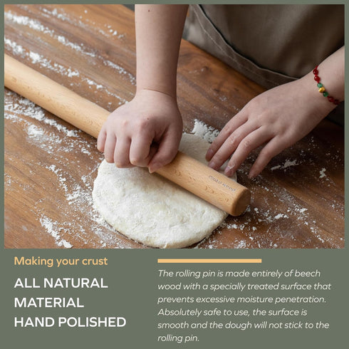 Muso Wood Rolling Pin for Baking Wooden Pizza Dough Roller(Dowel 15.75-Inch-by-1.38-Inch)...