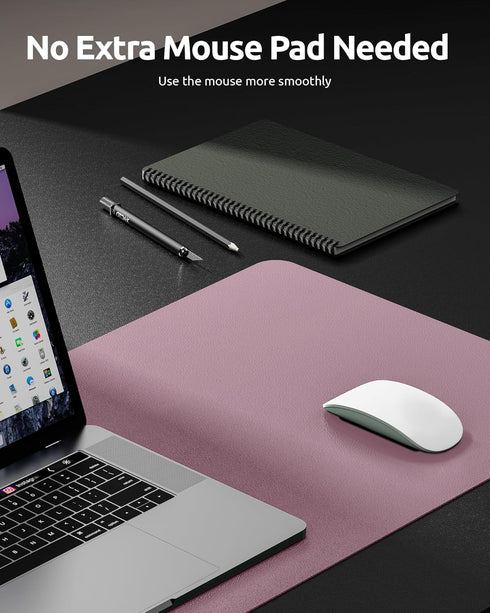 YSAGi Dual-Sided Leather Desk Pad, Office Desk Mat, PU Leather Desktop Protector, Large Mouse Pad, Laptop Desk Pad, Waterproof Desk Writing Pad fo...
