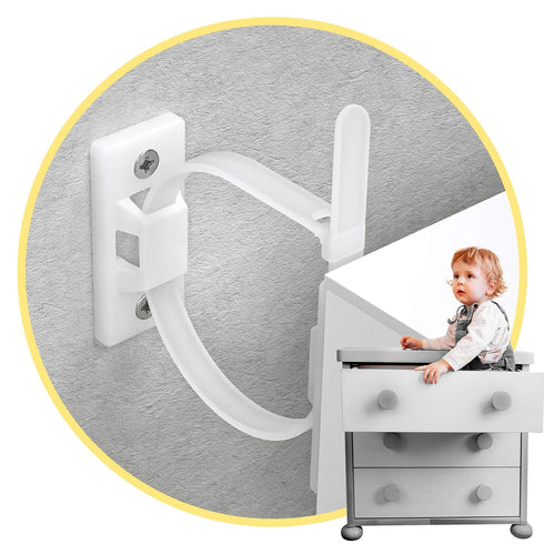 4our Kiddies Furniture Straps (10 Pack) Baby Proofing Anti Tip Furniture Anchors Kit, Cabinet Wall Anchors Protect Toddlers from Falling Furniture...