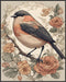 Posterizer 1 pcs- beautiful black and white bird with wild red flowers-Art for Animal Lovers-Floral Botanical Art-Gift for Men Women Teens-Living ...