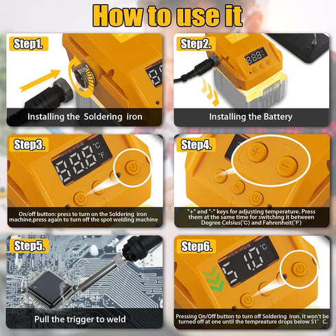 Cordless Soldering Iron Welding Kit,Soldering Iron Station for Dewalt 20V Battery,LED Display 180-480? Adjustable Soldering gun with 25g Solder fo...
