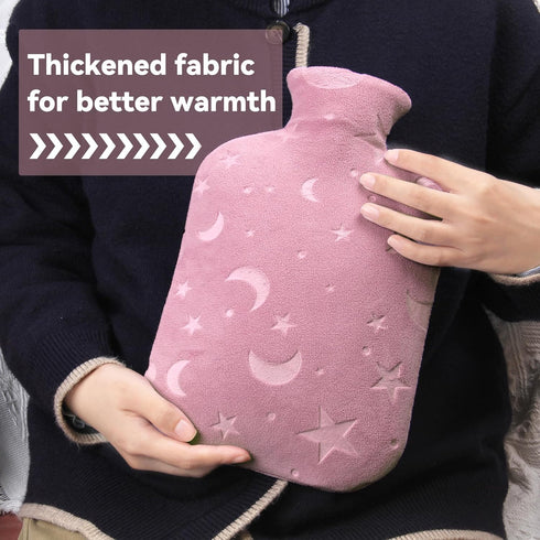 Hot Water Bottle with Soft Cover, 2L Hot Water Bag for Menstrual Cramps, Neck and Shoulder Pain Relief, Hot and Cold Therapies, Hand Feet Warmer, ...
