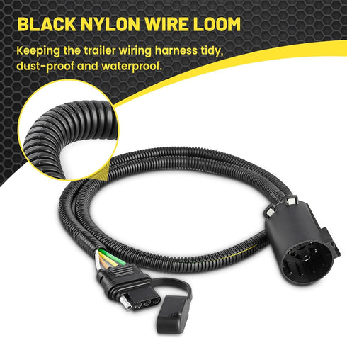 Oyviny USCAR 7-Pin to 4-Pin Trailer Wiring Harness Replacement 55515 for Ford/GM/Dodge Vehicles, 7 Way Vehicle-Side to 4 Pin Trailer Connector 36"...