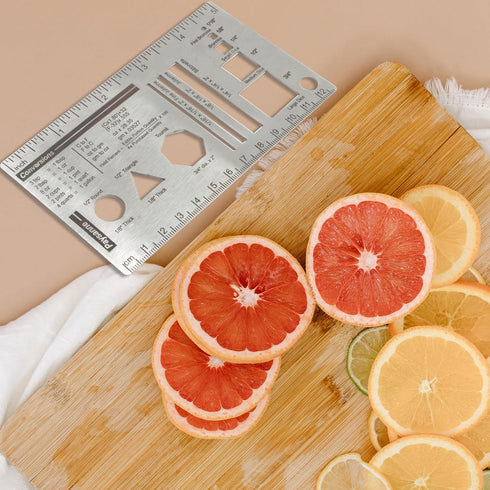 Culinary Ruler Stainless Streel Mini Cutting Reference Template Cooking Measurement for Food Essential Kitchen Tool with Weight Temperature Baking...