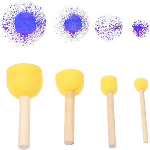 Kare & Kind 30 pcs Round Sponges Brush Set - Painting Tools - for DIY Arts, Crafts, Stencils, Graffiti - Assorted Sizes - Foam Brush and Wooden Ha...