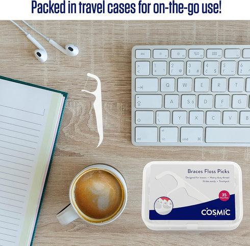 Orthodontic Flossers for Braces | Floss Picks with Shred-Resistant Unwaxed Dental Floss in Dental Hygiene Kit for Kids and Adults (Set of 4 x 35 p...