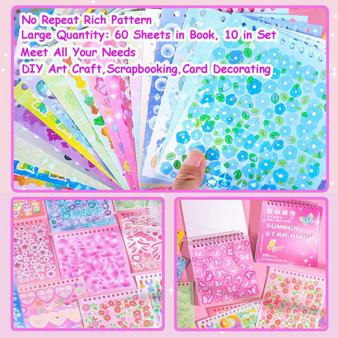 2800PCS Kpop Photocard Scrapbook Stickers Book, Butterfly Stars Heart Ribbon Letters Stickers Self Adhesive Kpop Deco Korean Stickers Book for Pho...