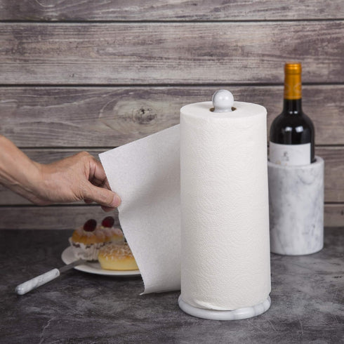 Creative Home Natural Marble Paper Towel Holder Kitchen Towel Dispenser Stand, 5.5" Diam. x 12.5" H, Off-White (Color May Vary)...