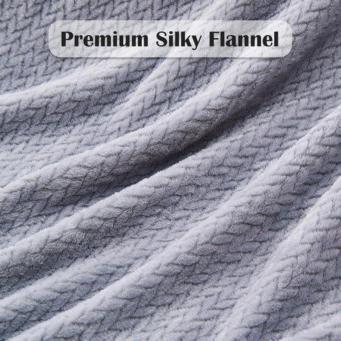 NEWCOSPLAY Super Soft Throw Blanket Grey Premium Silky Flannel Fleece Leaves Pattern Lightweight Bed Blanket All Season Use (Grey, Throw(50"x60"))...