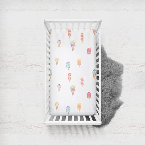 100% Cotton Fitted Crib Sheet - Premium Baby Bedding - Soft, Breathable & Durable (Ice Cream)...
