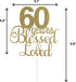 ALPHA K 60th Birthday/Anniversary Cake Topper – 60 Years Blessed & Loved Cake Topper with Gold Glitter...
