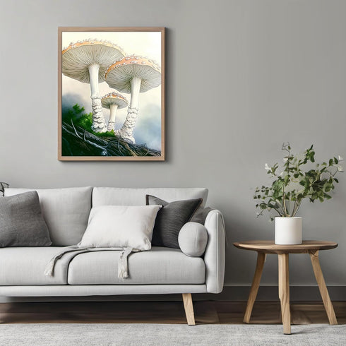 Posterizer 1 pcs-botanical illustration of two parasol mushrooms -1-Floral & Botanical Art-Teachers & Classrooms-Living Room Bedroom Decor- unfram...