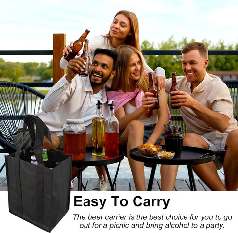 Bottle Bag, Bottle Carrier Bag with 6 Compartments Dividers for Bottles, Reusable Wine Bottle Holder Bag with carry handle for Picnic, Travel, Sho...