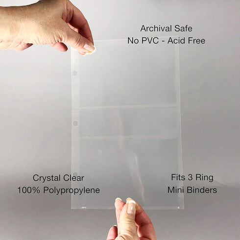 Mini Recipe Card/Photo Page Protector - Holds 3 x 5 Sheet - 3 Hole Punched - Pack of 20...