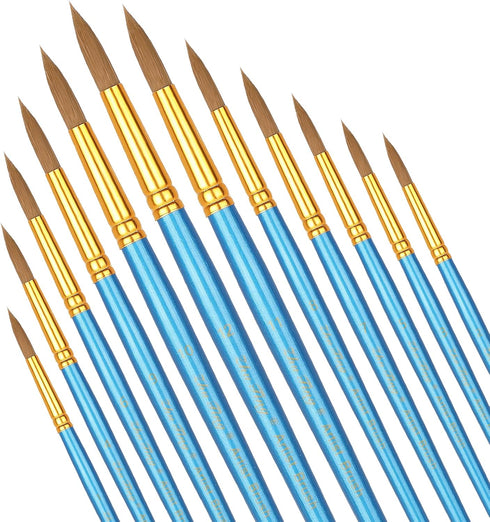12pcs Watercolor Brushes Round Face Paint Brushes for Acrylic Painting, Round Body Paintbrushes Artist Water Color Oil Paint Brushes for Canvas Cr...