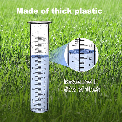Rain Gauge Outdoor Plastic,Rain Gauges for Yard Freeze Proof 7" Capacity Rain Measure Gauge with Stainless Steel Mounting Rack Holder Large Clear ...