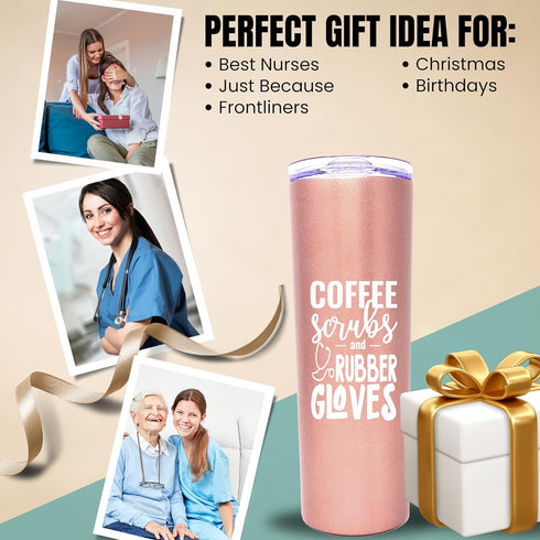 Brooke & Jess Designs Coffee Scrubs Nurse Gifts for Women - Nurse Tumbler, Cups, Mug, Water Bottle - Gift for Medical Assistant, LPN, RN, CNA, Nur...