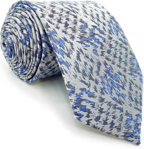 S&W SHLAX&WING New Mens Ties Silver Sky Blue Classic Size Necktie Set with Pocket Square...