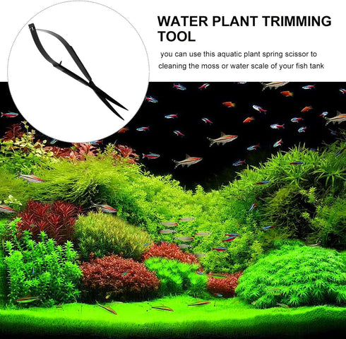 POPETPOP Aquatic Plant Scissors Aquatic Spring Shears Curved Aquarium Scissor Aquarium Scissors Tools Professional Fish Tank Scissor Plant Stainle...