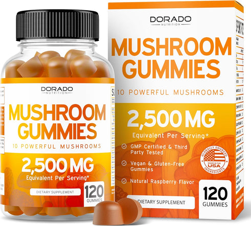 Mushroom Gummies (120 Count) Mushroom Supplement - Premium Mushroom Complex - Lions Mane Gummies for Adults - Focus Gummies - Lion Mane Mushroom -...
