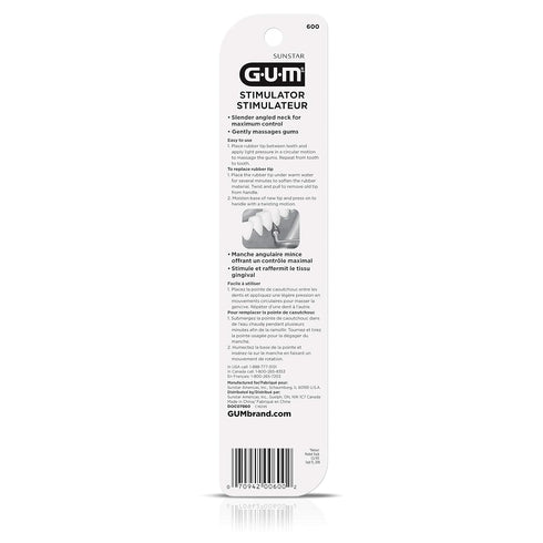 GUM Stimulator Permanent Handle - 1 Rubber Tip Included - Long Handled Massager for gums - Remove Plaque & Promote Gum Health, 1ct (6pk)...