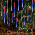 FUNPENY 4th of July Lights, 288 LED Red White and Blue Meteor Shower Rain Lights, Independence Day Decorations 30cm 8 Tubes Outdoor Christmas Ligh...
