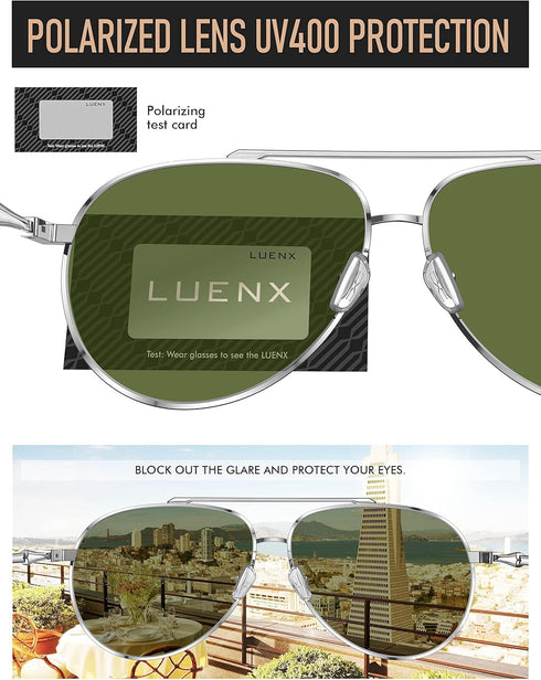 LUENX Aviator Sunglasses for Women Men Polarized Lens Trendy Sun Glasses - UV 400 Protection 60MM with Accessories Driving...
