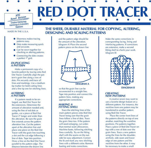 Red Dot Tracer HTC3210-1 – 46 Inches Wide, Non-Woven Precut Pattern Drafting Paper for Sewing, Copying, Altering, Designing & Scaling, 100% Polyes...