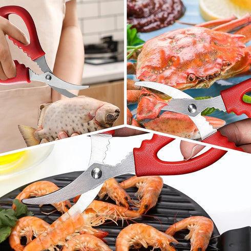 9Pcs Stainless Steel Seafood Tools Set - Crab & Lobster Crackers, Forks, Shell Openers, Nut Crackers - Durable Shellfish Tools for Crab Legs, Shri...