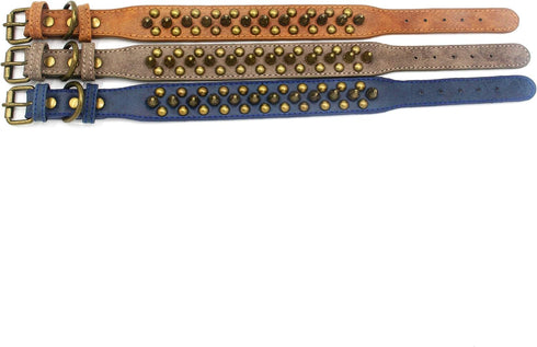Spiked Dog Collar Soft Pu Leather Mushrooms Rivet Spike Studded Dog Collar Adjustable Puppy Collars (XS, Brown2)...