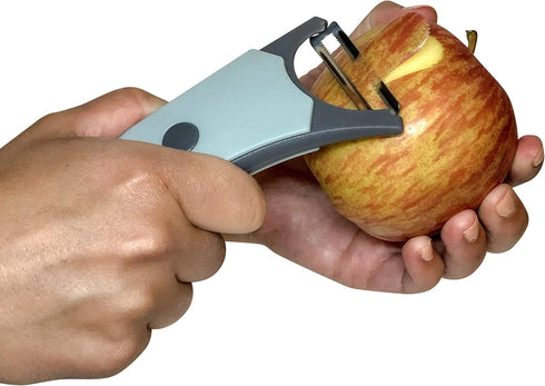 2-in-1 Rotating Peeler with Straight and Serrated Stainless Steel Blades (Light Blue)...