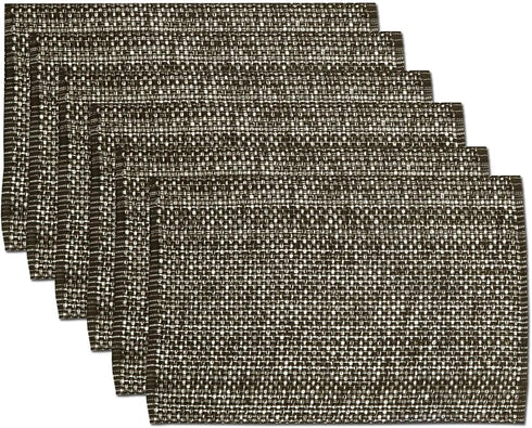 Sweet Home Collection 100% Cotton Placemats for Dining Room Rectangle Two Tone Woven Fabric 13" x 19" Soft Durable Table Mat Set, Set of 6, Chocol...