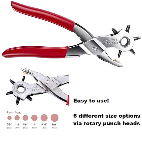 Tytroy 9" Heavy Duty Leather Hole Punch Tool with 6 Sizes (1.5-5mm), 6" Ruler, and Grinding Rod for Belts, Handbags, Watch Straps, Shoes, Plastic ...