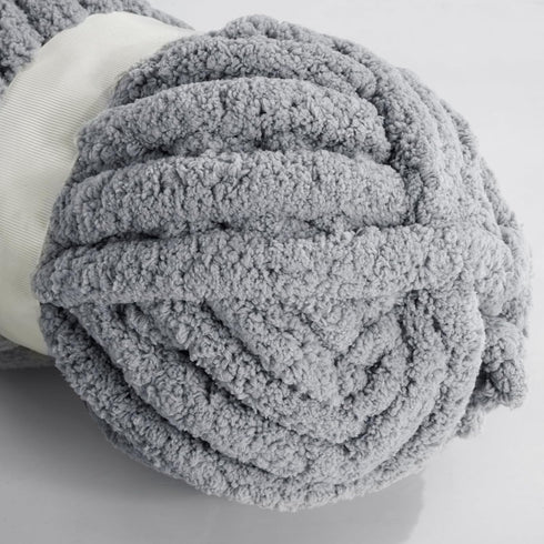 HOMBYS Light Grey Chunky Chenille Yarn for Crocheting, Bulky Thick Fluffy Yarn for Knitting,Super Bulky Chunky Yarn for Hand Knitting Blanket, Sof...