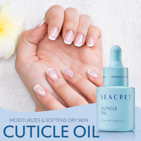 SEACRET CUTICLE OIL: Dead Sea Mineral Nail Care Treatment with Calendula, Argan, Jojoba, Sweet Almond, & Grape Seed Oils, and Vitamin E, Protects ...