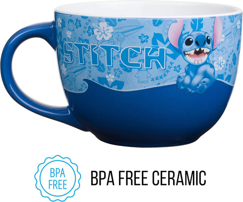 Silver Buffalo Lilo and Stitch Wavy Style Ceramic Soup Mug, 24-Ounces...