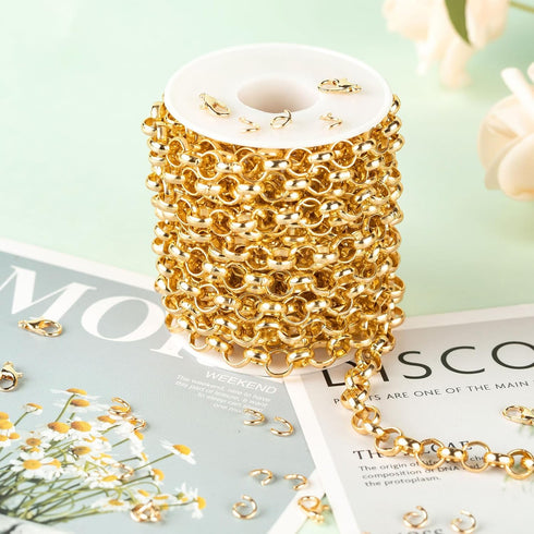 KYUNHOO Hollow Circle Chain Spool Gold Jewelry Making Chain Roll 5 Meters Aluminum Chains for Women Men DIY Craft Finding Jewelry Making Supplies...