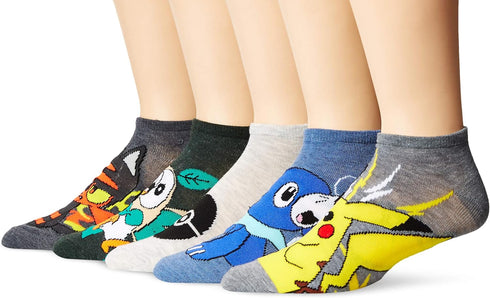 Pokemon Men's 5 Pack No Show Ankle Socks...