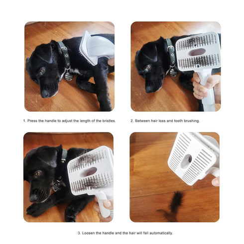 Dog Cat Brush for Shedding and Grooming,Self Cleaning Slicker Brush,Massage the skin,Easy to Clean Comb for Long or Short Haired Pets,use with Vac...