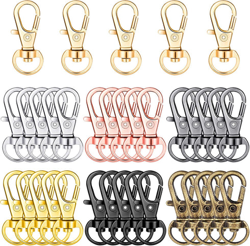 35 Pieces Swivel Clasps Lanyard Snap Hooks Swivel Snap Hooks Metal Keychain Clip Hooks Lobster Claw Clasps for Keychain Key Ring Crafts (White K, ...