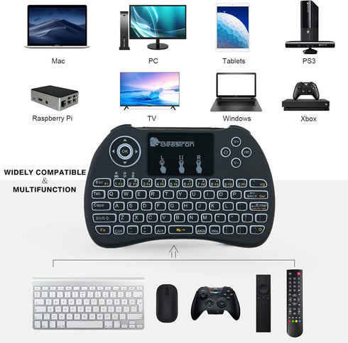 Beastron (Upgraded) 2.4G Mini Wireless Keyboard with Touchpad Mouse?QWERTY Keyboard, Backlit Portable Keyboard Wireless with Remote Control for La...